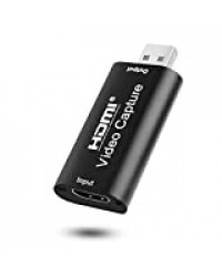 XSPUS Cartes de Capture Audio vidéo, HDMI Video Capture Card Streaming HDMI pour Windows/M-AC OS, Enregistrement vidéo HD 1080p Via caméra d’Action, Plug and Play (Black)