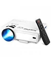 XuanPad Projecteur, 2020 Mini Projecteur Vidéoprojecteur Portable, 55000 Heures Multimédia Home Cinéma Projecteur, Compatible avec Full HD 1080P HDMI, VGA, USB, AV, iPhone, Smartphone Android