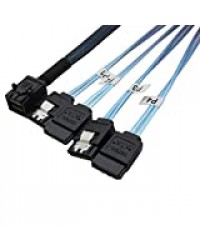 YIWENTEC Câble Interne HD Mini SAS (SFF-8643) vers 4 x SATA (arget) pour Disque Dur 8643 SATA 0.5M