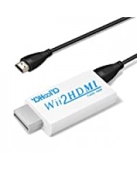 YOHOOLYO Adaptateur HDMI Wii Convertisseur Wii Hdmi avec Un Câble HDMI Gratuit Signal Vidéo Full HD 720P/1080P avec Audio Sortie Jack 3,5mm-Blanc [Incompatible avec Mini Wii]
