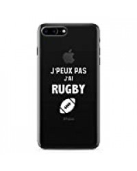 ZOKKO Coque iPhone 7/7 Plus Jpeux Pas J'Ai Rugby - Taille iPhone 7 - Souple Transparente Encre Blanc