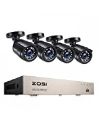 ZOSI H.265+ Kit Caméras de Surveillance 1080p avec 8CH 5MP Lite DVR Enregistreur Vidéo Numérique Détection de Mouvement et Notifications Push Vision Nocturne 80ft App Gratuite-San Disque Dur
