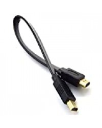 ZYElroy 50cm 1.4V mâle-mâle Full HD Câble HDMI 1080P plaqué or 3D plat Forme de la prise HDMI Câble pour HDTV XBOX PS3